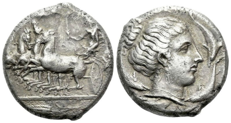 Sicily, Syracuse Tetradrachm, unsigned but attributed to Eukleidas circa 410-405...