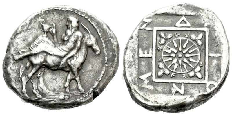 Macedonia, Mende Tetradrachm circa 460-425, AR 27.00 mm., 16.72 g.
Elderly Dion...