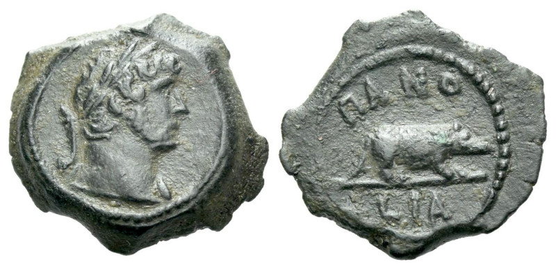 Egypt, Alexandria Hadrian, 117-138 Dichalkon Panopolite. Ccirca 126-127 (year 11...