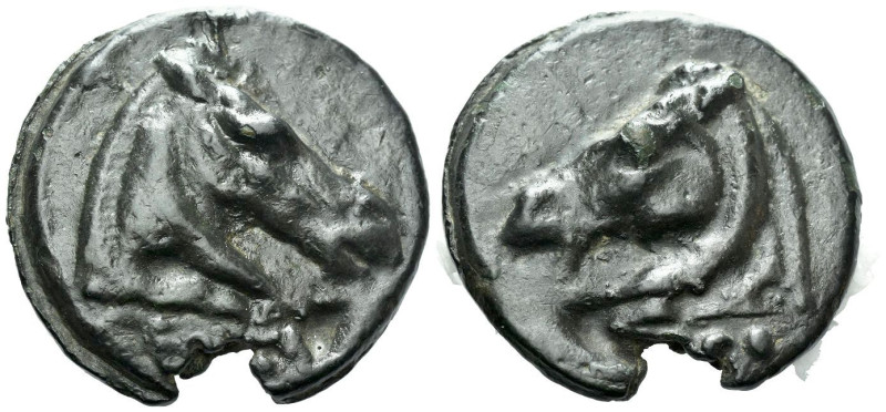 Anonymous Triens circa 270, Æ 50.30 mm., 103.81 g.
Head of horse r.; below, fou...