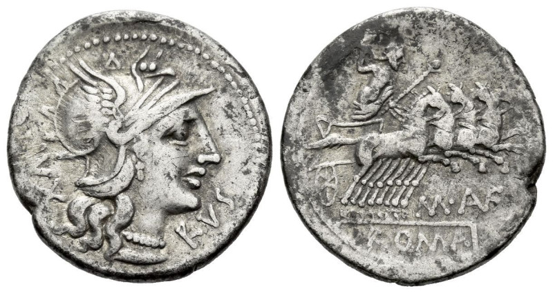 M. Aufidius Rusticus. Denarius circa 140, AR 19.30 mm., 3.81 g.
Helmeted head o...