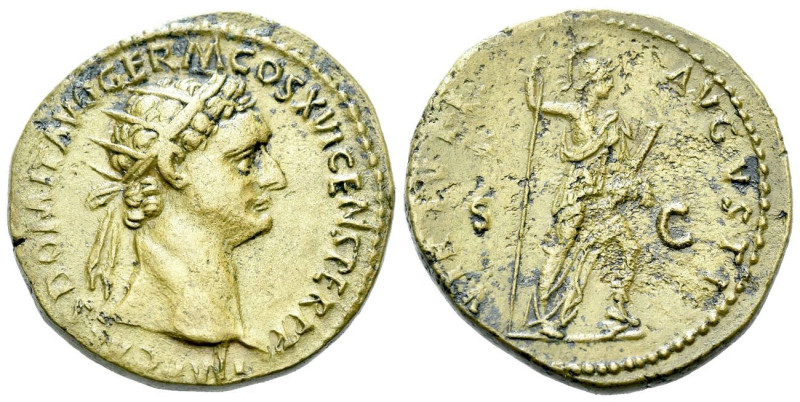 Domitian, 81-96 Dupondius Rome circa 92-94, Æ 28.00 mm., 11.93 g.
IMP CAES DOMI...