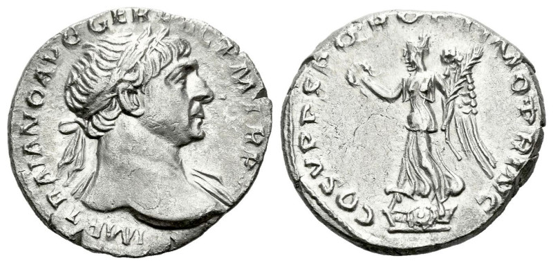 Trajan, 98-117 Denarius Rome mid 107-108, AR 18.00 mm., 3.20 g.
Laureate bust r...