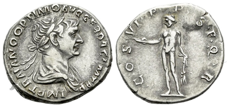 Trajan, 98-117 Denarius Rome 114, AR 19.00 mm., 3.58 g.
Laureate and draped bus...