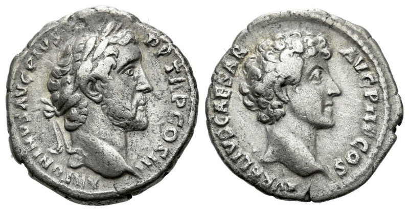 Antoninus Pius, 138-161 Denarius Rome , AR 17.00 mm., 3.32 g.
Laureate head of ...