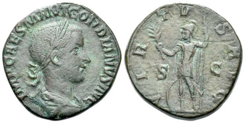 Gordian III, 238-244 Sestertius Rome circa 240, Æ 27.00 mm., 16.65 g.
Laureate,...