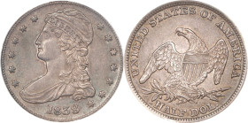 1838 Capped Bust Half Dollar. Reeded Edge. HALF DOL. GR-8, Breen-4735. Rarity-2. AU-58 (ANACS).

PCGS# 6177. NGC ID: 24G5.