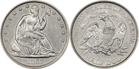 1867-S Liberty Seated Half Dollar. WB-9. Rarity-4. EF-45 Details--Cleaned (ANACS).

PCGS# 6322. NGC ID: 24JU.