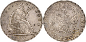 1877-S Liberty Seated Half Dollar. WB-24. Rarity-3. Type II Reverse, Very Small S. AU-53 (ANACS).

PCGS# 6357. NGC ID: 24KM.