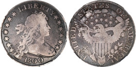 1800 Draped Bust Silver Dollar. BB-192, B-19. Rarity-2. AMERICAI. VG Details--Plugged, Graffiti (NGC).

PCGS# 6887. NGC ID: 24X9.