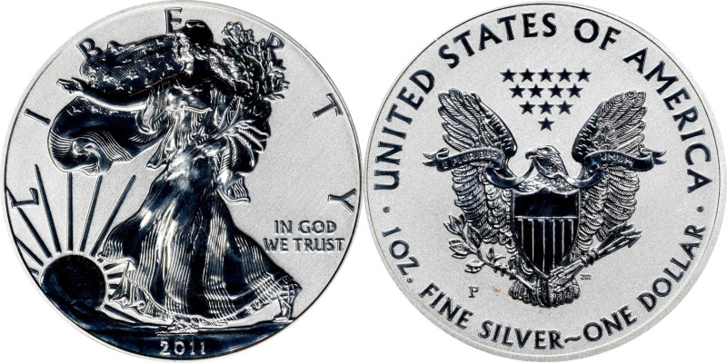 2011-P Silver Eagle. 25th Anniversary Set. First Strike. Reverse Proof-69 (PCGS)...