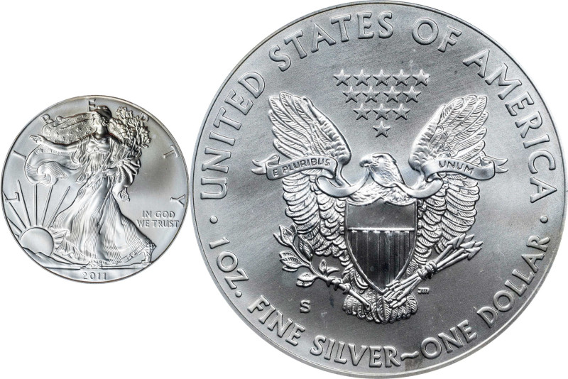 2011-S Silver Eagle. 25th Anniversary Set. First Strike. MS-69 (PCGS).

(Total...