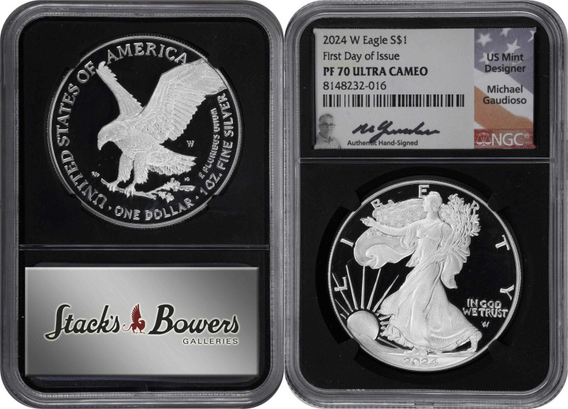 Lot of (4) 2024-W Silver Eagles. First Day of Issue. Proof-70 Ultra Cameo (NGC)....