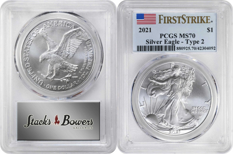 Lot of (6) Silver Eagles. First Strike. MS-70 (PCGS).

Included are: (2) 2018;...