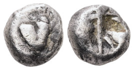 Kyrenaika, Kyrene. AR Hemidrachm, 1.96 g 10.15 mm. Circa 570-525 BC. 
Obv: Silphium fruit 
Rev: Rough incuse stamp. 
Ref: BMC 7, pl. II, 14.
VF/ Extre...