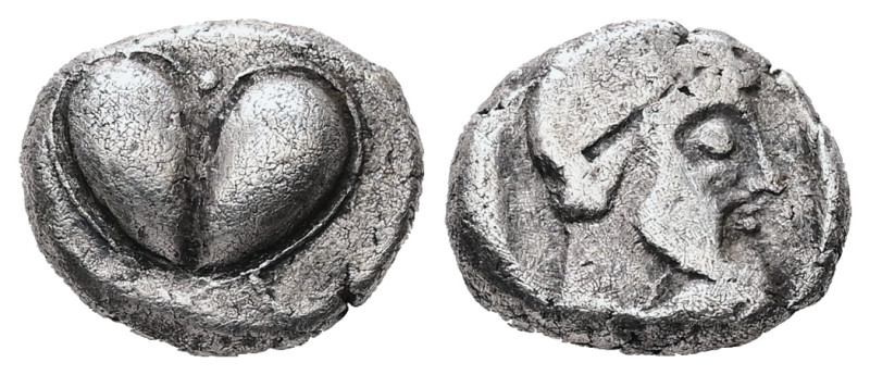 Kyrenaika, Kyrene AR Hemidrachm, 1.95 g 11.54 mm. Circa 500-480 BC. 
Obv: Silphi...