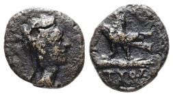 Kings of Thrace, Kotys II. Odessos or Bizye? Ae 1.40 g 12.71 mm. Circa 57-48 BC.
Obv: Diademed bust of Kotys right.
Rev.: [Κ]ΟΤΥΟΣ; Eagle standing lef...