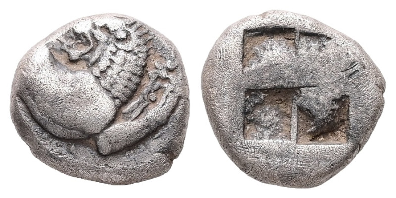 Thrace, Chersonesos. AR Diobol, 1.21 g 9.51 mm. Circa 500 BC.
Obv: Forepart of l...
