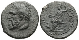 Thrace, Perinth. Ae, 8.53 g 25.46 mm. Pseudo-autonomous. 2nd-1st centuries BC.
Obv: Laureate head of Herakles left.
Rev: ΠΕΡΙΝΘΙΩΝ. Zeus seated left, ...