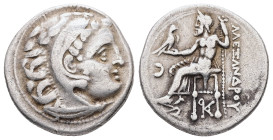 Kings of Macedon, Alexander III 'the Great', AR Drachm, 4.07 g. - 18.43 mm. Early posthumous issue of Kolophon, ca. 310-301 BC.
Obv.: Head of Herakles...