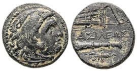 Kings of Macedon. Alexander III 'the Great', 336-323 BC. Ae, Unit. 5.80 g. - 20.09 mm. Uncertain mint in Western Asia Minor.
Obv.: Head of Herakles ri...