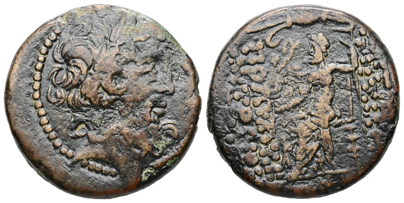 Seleucis and Pieria. Ae, 13,36 g 26,5mm. Antioch, circa 42/41 BC
Obv: Laureate h...