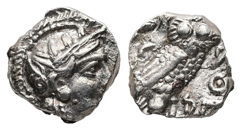 Attica, Athens. AR, Obol. 0.84 g. - 9.14 mm. Circa 454-404 BC.
Obv.: Head of Ath...