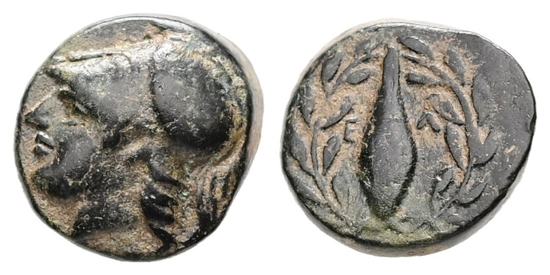 Aeolis, Elaia. AE. 1.37 g. - 10.27 mm. Circa Mid 4th-3rd century BC.
Obv.: Head ...