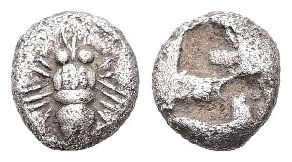 Ionia, Ephesos, AR Hemiobol, 0.37 g. - 6.64 mm. Circa 550-500 BC.
Obv.: Bee.
Rev...