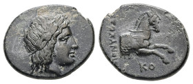 Ionia, Kolophon. Ae, 2.28 g 16.01 mm. Circa 330-285 BC. Dionysodoros, magistrate.
Obv: Laureate head of Apollo right.
Rev: ΔIONYΣOΔΩPOΣ / KO. Forepart...