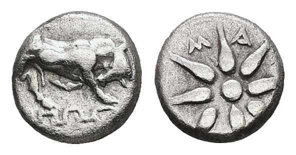 Ionia, Magnesia ad Maeandrum. AR Hemiobol, 0.28 g. - 6.31 mm. Circa 400-350 BC.
...