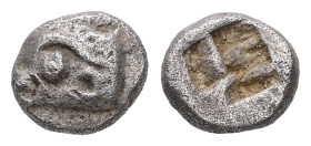 Ionia, Phokaia. AR Hemiobol, 0.40 g 6.66 mm. Circa 550-500 BC.
Obv: Head of a seal to left.
Rev: Quadripartite incuse square.
Ref: BMC 79. SNG Kayhan ...