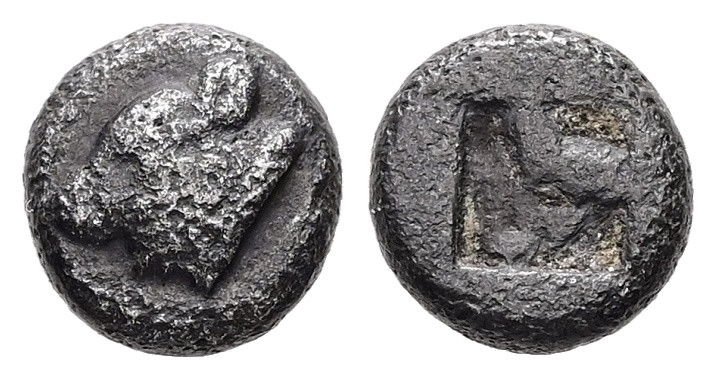 Lesbos, Uncertain mint. 1/16 Billon Stater, 0.61 g 7.67 mm. Circa 550-480 BC. 
O...