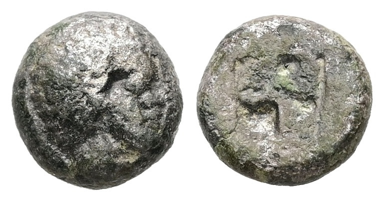 Lesbos, Uncertain. BI 1/12 Stater, 0.80 g 8.31 mm. Circa 500-450 BC.
Obv: Head o...