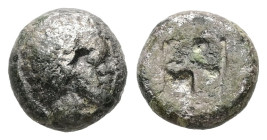 Lesbos, Uncertain. BI 1/12 Stater, 0.80 g 8.31 mm. Circa 500-450 BC.
Obv: Head of African right.
Rev: Incuse square.
Ref: SNG von Aulock 7715; SNG Cop...