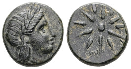 Mysia, Gambrion. AE. 3.73 g. - 15.04 mm. ca. 4th century BC.
Obv.: Laureate head of Apollo right.
Rev.: Γ - Α - Μ. Star of twelve rays.
Ref.: SNG Fran...