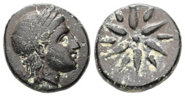 Mysia, Gambrion. AE. 4.57 g. - 16.61 mm. ca. 4th century BC.
Obv.: Laureate head of Apollo right.
Rev.: Γ - Α - Μ. Star of twelve rays.
Ref.: SNG Fran...