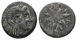 Mysia, Gambrion. Ae, 3.47 g. - 15.75 mm. ca. 4th century BC.
Obv.: Laureate head of Apollo right.
Rev.: Γ - Α - Μ. Star of twelve rays.
Ref.: SNG Fran...