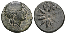 Mysia, Gambrion. Ae, 3.79 g. - 17.50 mm. ca. 4th century BC.
Obv.: Laureate head of Apollo right.
Rev.: Γ - Α - Μ. Star of twelve rays.
Ref.: SNG Fran...