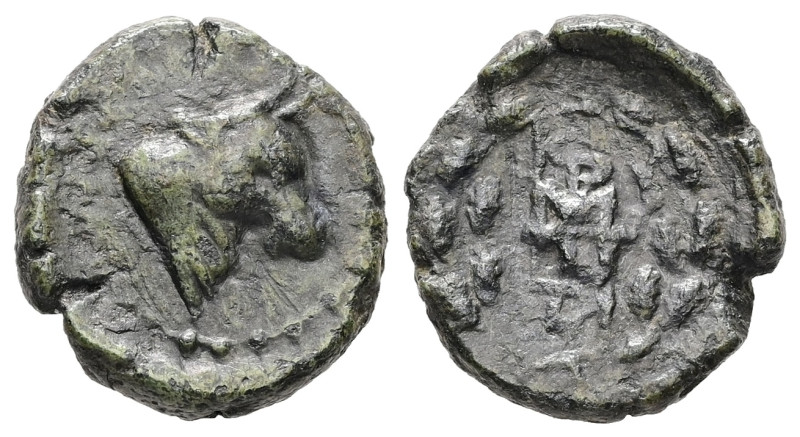 Mysia, Kyzikos. Ae, 2.55 g 15.47 mm. 2nd-1st centuries BC.
Obv: Head of bull rig...