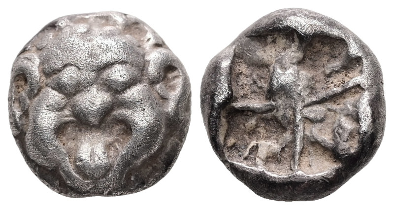 Mysia, Parion. AR Drachm, 3.82 g. – 13,23 mm. 5th century BC.
Obv.: Facing gorgo...