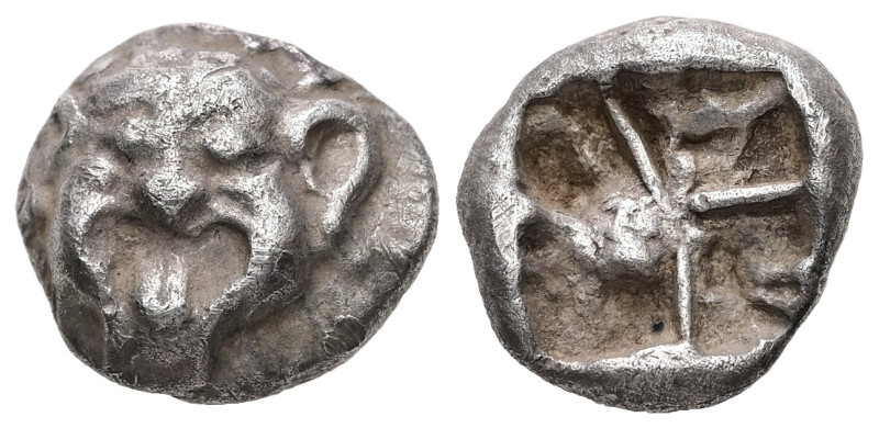 Mysia, Parion. AR Drachm, 3.88 g. – 14,66 mm. 5th century BC.
Obv.: Facing gorgo...