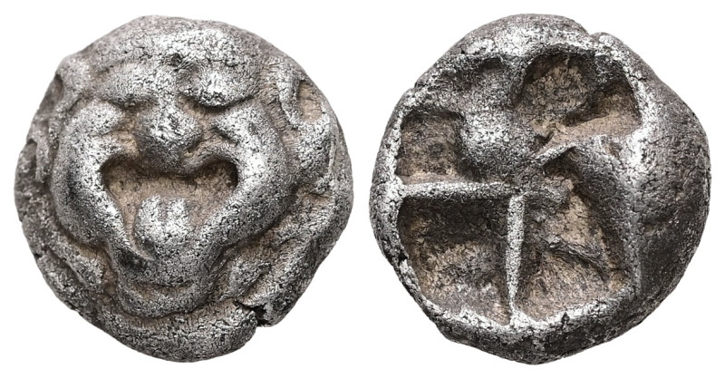 Mysia, Parion. AR Drachm, 3.72 g. – 13.46 mm. 5th century BC.
Obv.: Facing gorgo...