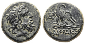 Pontos, Pharnakeia. Ae, 8.06 g 19.95 mm. Struck under Mithridates VI Eupator. Circa 95-90 or 80-70 BC.
Obv: Laureate head of Zeus right.
Rev: ΦΑΡΝΑΚΕΙ...