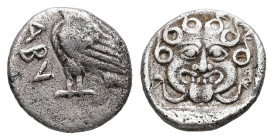 Troas, Abydos. AR Obol, 0.71 g 9.76 mm. Circa 480-450 BC.
Obv: ABY. Eagle standing left; [monogram above].
Rev: Facing gorgoneion, tongue protruding.
...