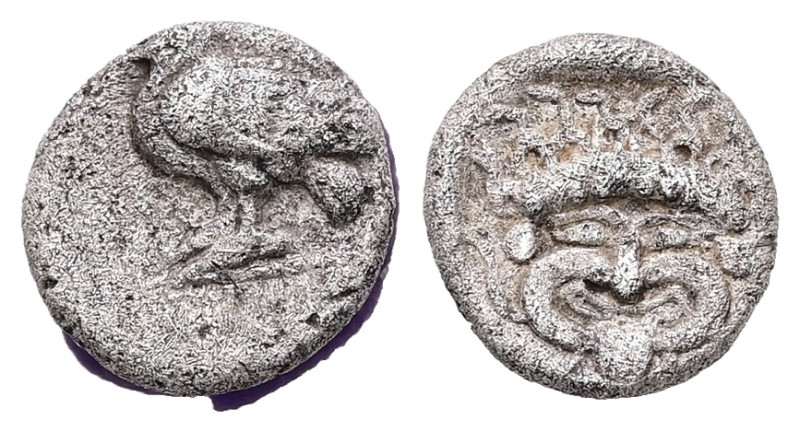 Troas, Abydos. AR Obol, 0.82 g 9.49 mm. Circa 480-450 BC.
Obv.: Eagle standing l...