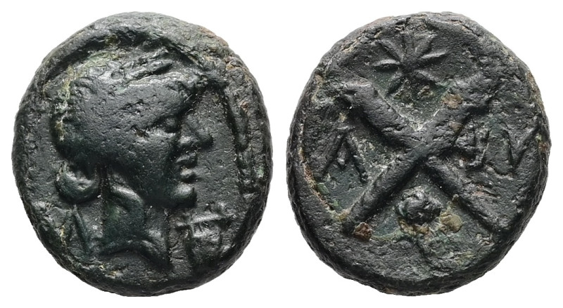 Troas, Abydos. Ae, 2.34 g 12.97 mm. Circa 320-200 BC.
Obv: Laureate head of Arte...