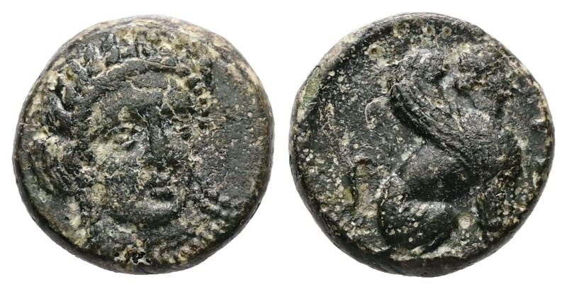 Troas, Gergis. Ae, 1.74 g. - 11.98 mm. Circa 320-270 BC.
Obv.: Three-quarter fac...