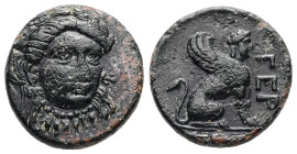 Troas, Gergis. Ae, 4.02 g 17.00 mm. 4th century BC.
Obv: Laureate head of Sibyl Herophile facing slightly right.
Rev: ΓΕΡ, Sphinx seated right.
Ref: S...