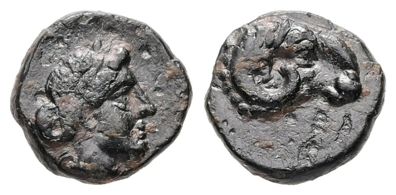 Troas, Kebren. Ae, 0.73 g. - 9.30 mm. Circa 387-310 BC.
Obv.: Laureate head of A...